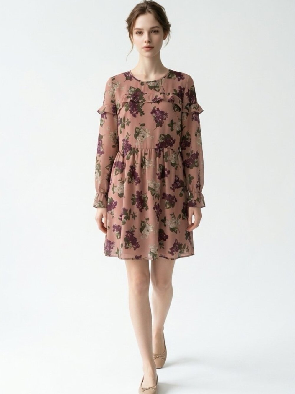 LOFT Outlet Floral Ruffle Sleeve Dress Size 2 Romantic Cottagecore